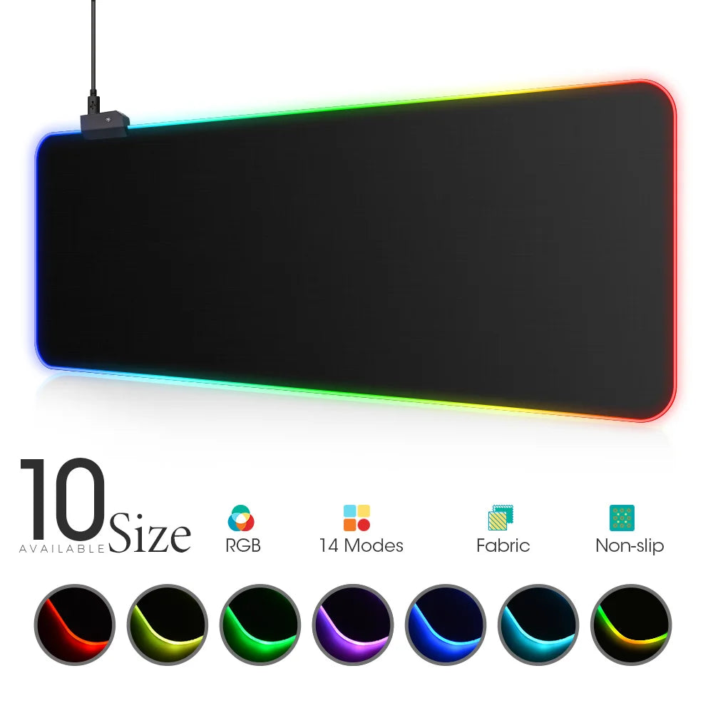 Tapete Gaming RGB Extended XL — Iluminação LED 14 Modos