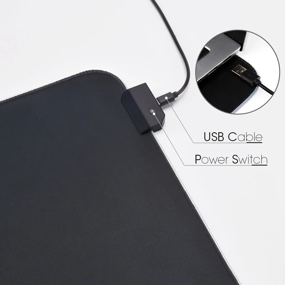 Tapete Gaming RGB Extended XL — Iluminação LED 14 Modos