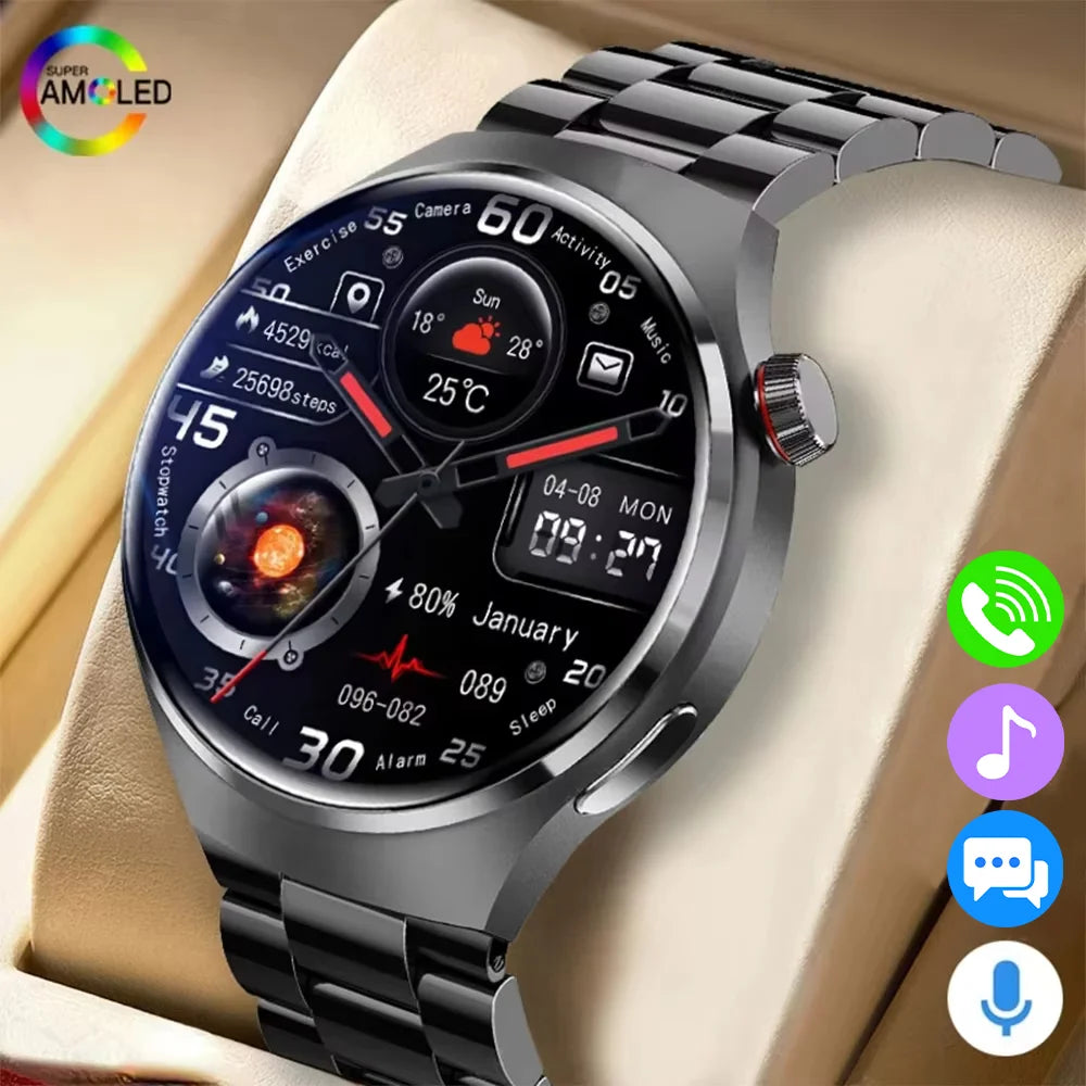 Smartwatch GT4 Pro Bluetooth – Elegância, Chamadas e Tecnologia no Seu Pulso