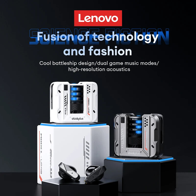 Lenovo ThinkPlus LP49 — Auriculares TWS Gaming & Música | Bluetooth 5.4 | Design Futurista