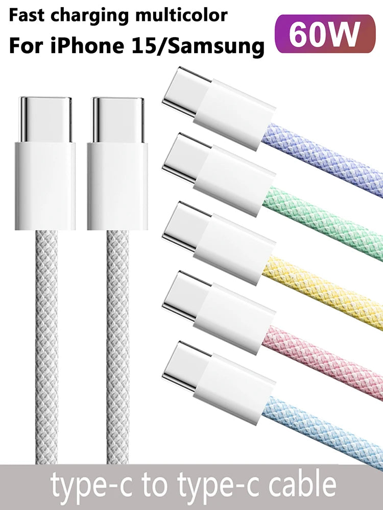Cabos Type-C Multicolor para Android e iOS – Várias Medidas Disponíveis