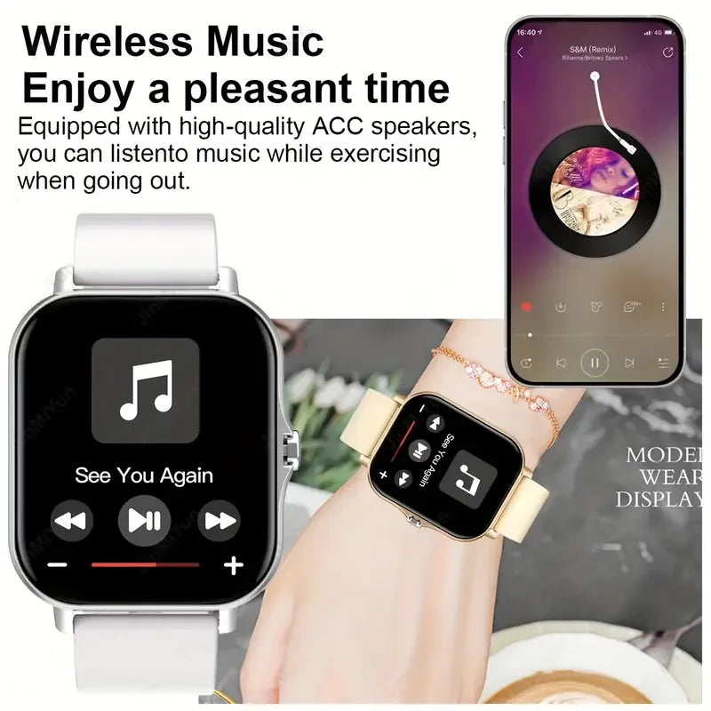 Smartwatch Bluetooth Elegante Unissex – Personalizável com +100 Temas