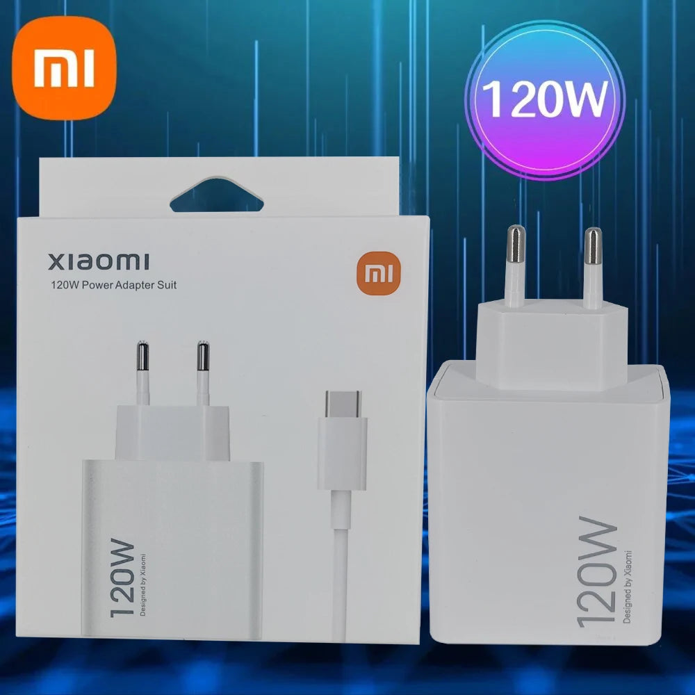 Xiaomi 120W Power Adapter Suit — Carregador Rápido 120W | Cabo USB-C Incluído | Compatível com Xiaomi, Android e USB-C