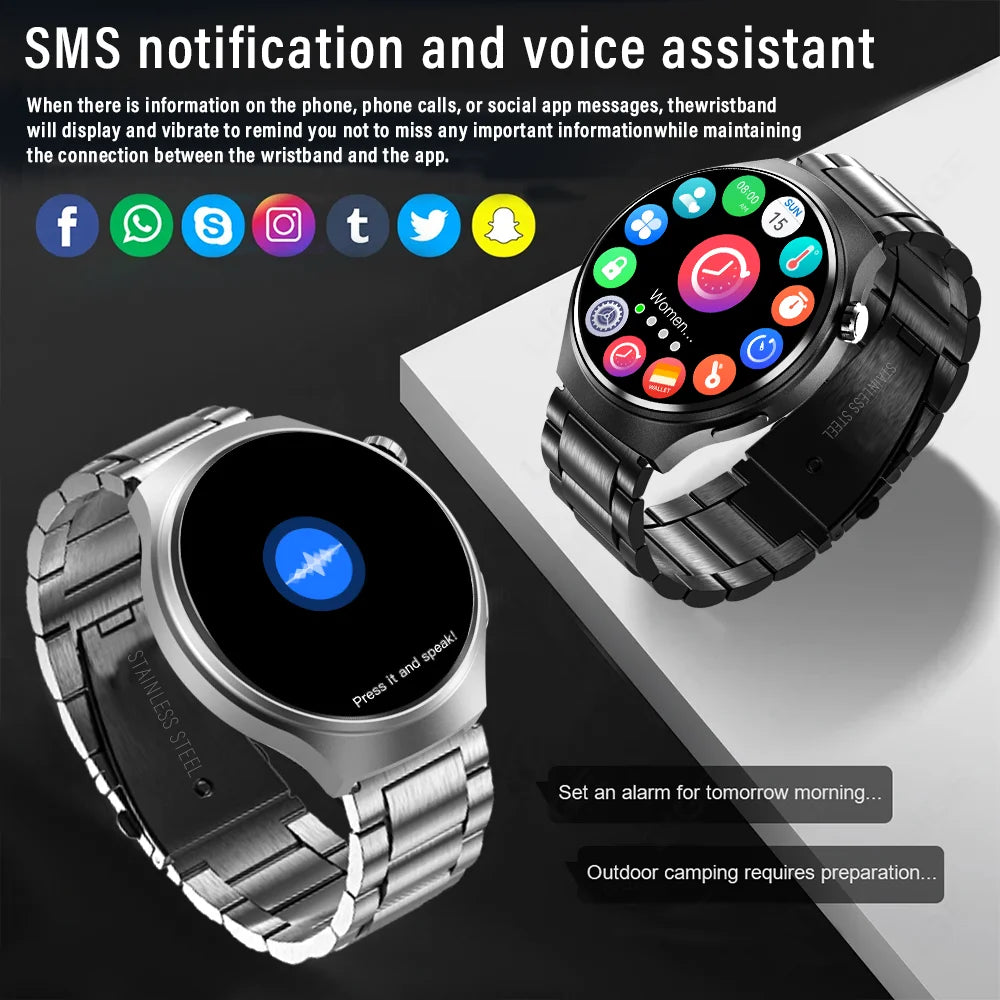 Smartwatch GT4 Pro Bluetooth – Elegância, Chamadas e Tecnologia no Seu Pulso