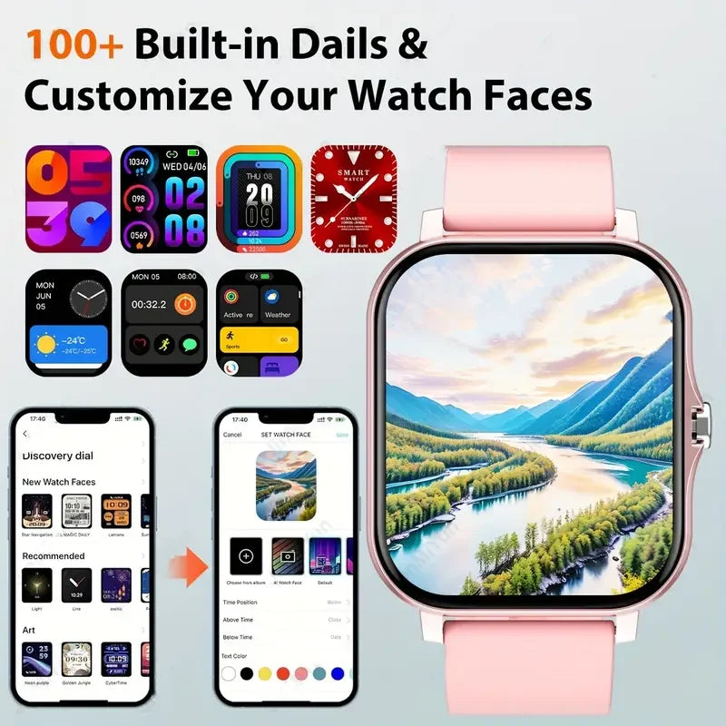 Smartwatch Bluetooth Elegante Unissex – Personalizável com +100 Temas