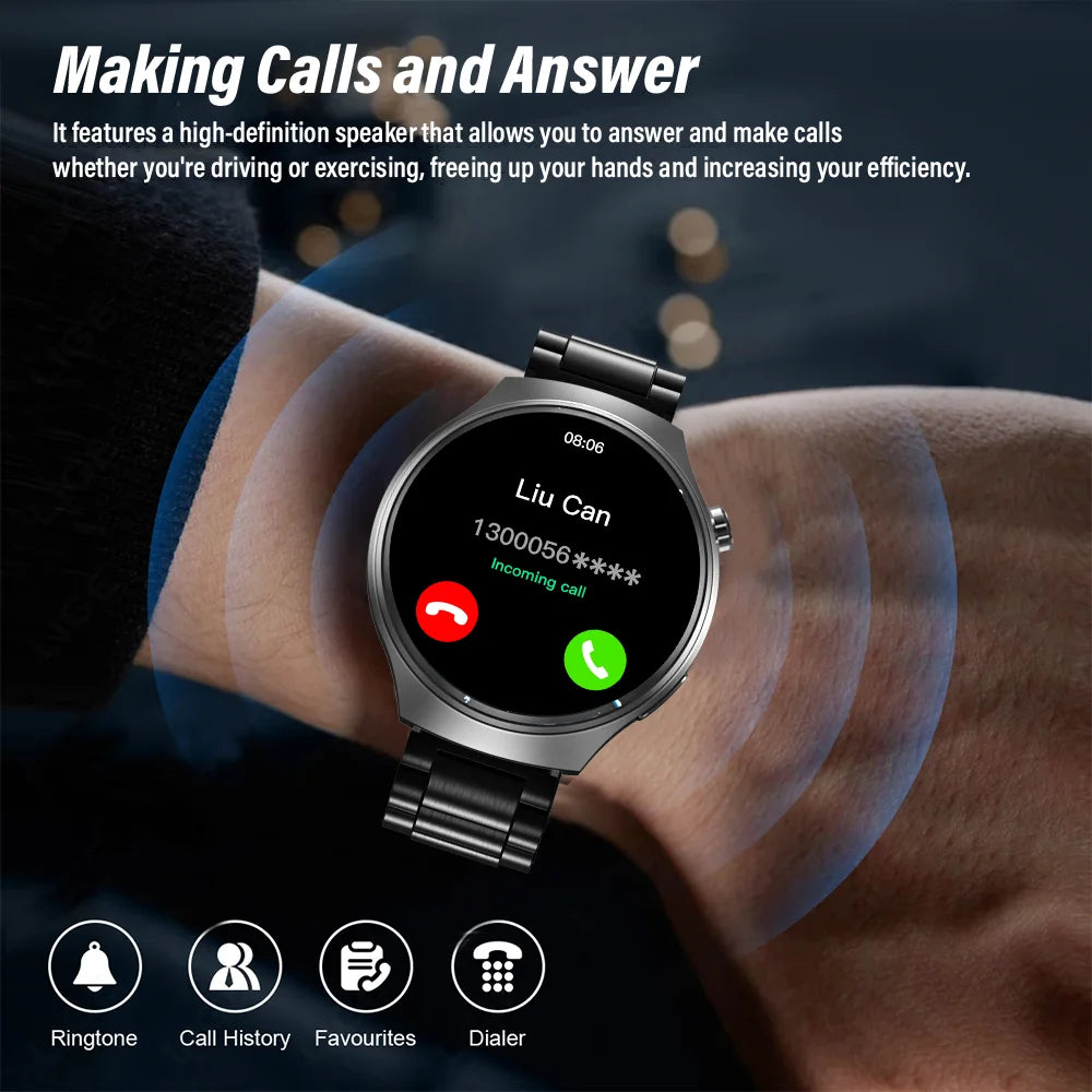 Smartwatch GT4 Pro Bluetooth – Elegância, Chamadas e Tecnologia no Seu Pulso