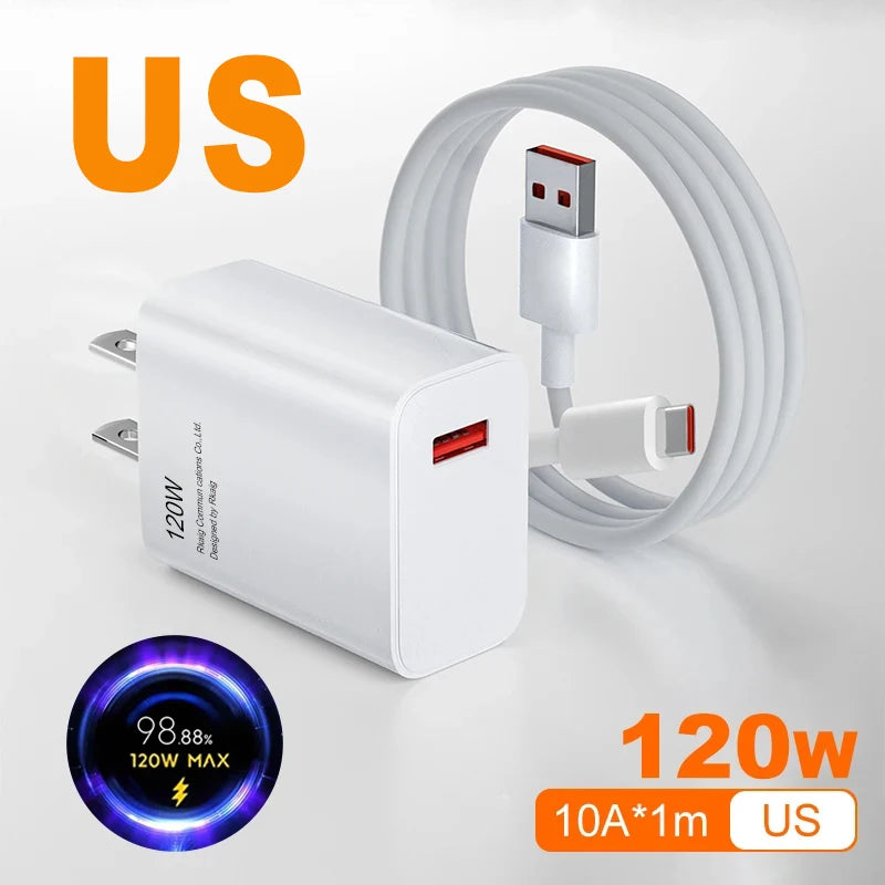 Xiaomi 120W Power Adapter Suit — Carregador Rápido 120W | Cabo USB-C Incluído | Compatível com Xiaomi, Android e USB-C