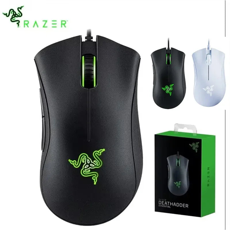 Razer DeathAdder Essential — Rato Gaming com Fio | Sensor Ótico 6400 DPI | Switches Mecânicos | Iluminação Chroma RGB | Ergonómico